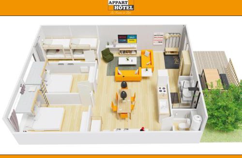 Les Rosiers-sur-Loire Apartment | APPART'HÔTEL Les Prés Blondeau, 1 à 10 personnes, 3 chambres, Terrasse, Parking privé, Wifi, Arrivée autonome 24-7