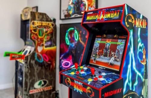 Airdrie House | Arcade King Bed Espresso Maker Family Friendly