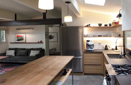 Geneva House | Artists Stone Cabin with Bathhouse, Sauna & Cedar Soaking Tub