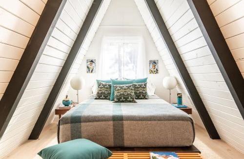 Big Bear City Ski Chalet | Atomic A-Frame Mid Century Space-Age Fireplace Ski Hiking Swimming