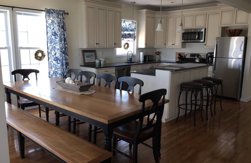 Peahala Park House | Bayfront with dock, waters edge fire pit, Beach Haven Park, Long Beach Island.