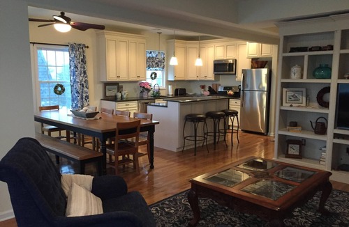 Peahala Park House | Bayfront with dock, waters edge fire pit, Beach Haven Park, Long Beach Island.