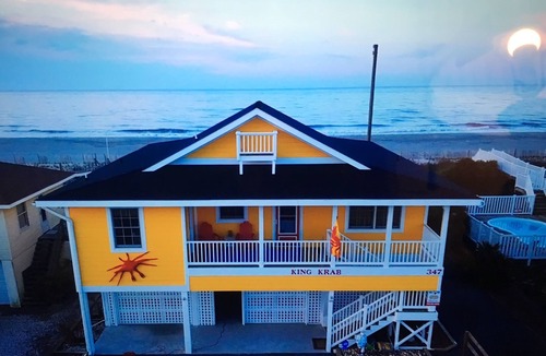 Holden Beach House | Beach Front Family Home with a NEW Beach! Incredible Screened In Porch!
