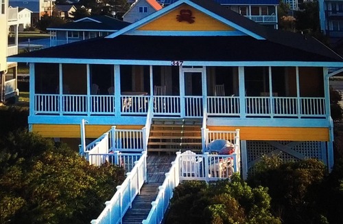 Holden Beach House | Beach Front Family Home with a NEW Beach! Incredible Screened In Porch!