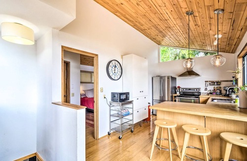 Lilliwaup House | Beachfront A-frame home with beach access, firepit, fireplace, grill, foosball