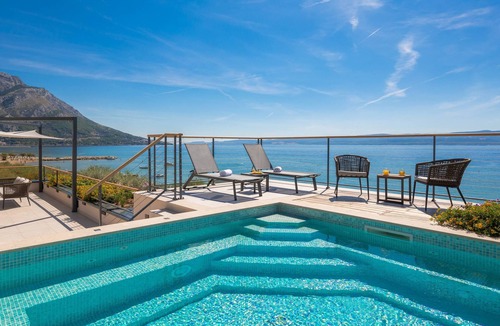 Omis Villa | Beachfront Villa Flores: Luxury with Indoor/Outdoor Pools, Rooftop Jacuzzi