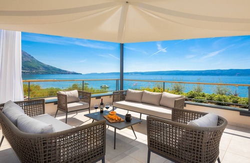 Omis Villa | Beachfront Villa Flores: Luxury with Indoor/Outdoor Pools, Rooftop Jacuzzi