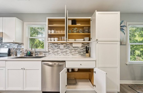 Kansas City House | Beachy Haven Duplex - 3BR/2BA, Pet-Friendly with Firepit