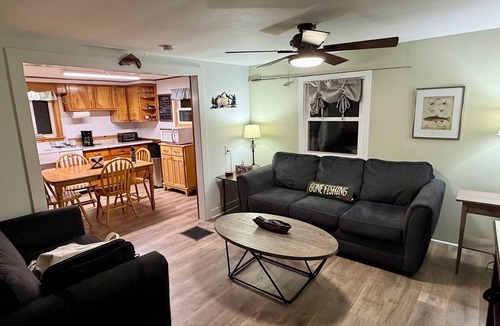 Slate Run House | Bear Run Lodge-Creek front, steps away from everything! Newly updated flooring.