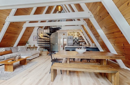 Tahoe Paradise Cabin | Beautiful A-frame home with deck, streaming, and dog friendly - near skiing