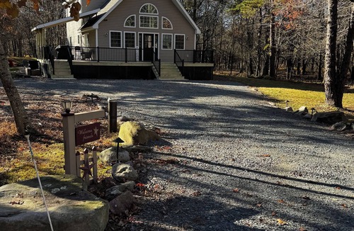 Albrightsville House | Beautiful Chalet-style home in private setting close to slopes, beach & pool!