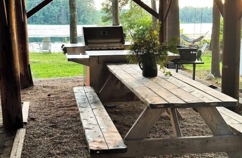 Orange House | Beautiful Fall Foliage Waterfront Fire Pit