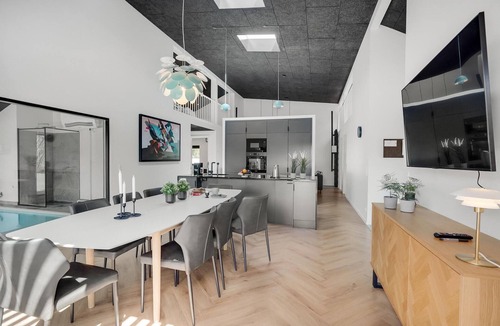 Hvidbjerg Strand House | Beautiful home in Børkop with kitchen