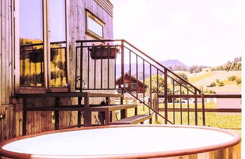 Rothenthurm House | Beautiful private villa for 3 guests with WIFI, hot tub, patio and panoramic view