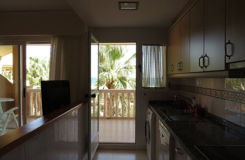 Piles Apartment | Beautiful Stella apartment in 1st line on the sea with swimming pool, palm tree