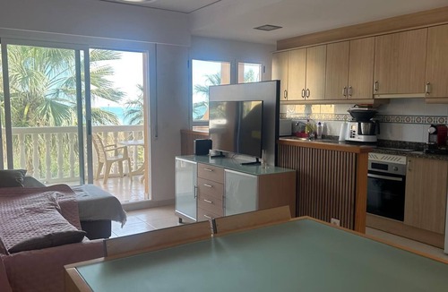 Piles Apartment | Beautiful Stella apartment in 1st line on the sea with swimming pool, palm tree