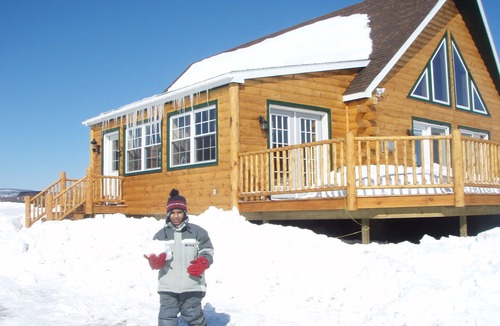 North Lake George Ski Chalet | Beautiful Waterfront Lake George Log Chalet with Dock