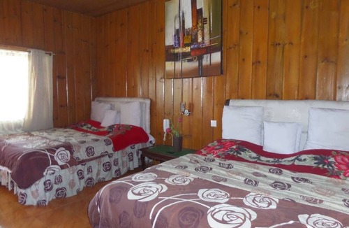 Ngadisari Bed & Breakfast | Bedroom for 4 person view direct to Mt. Bromo