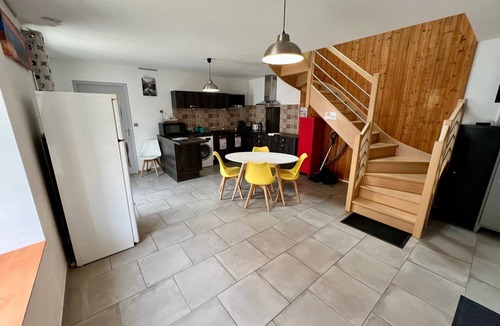 Lussac-les-Chateaux Apartment | Bedroom with private bathroom