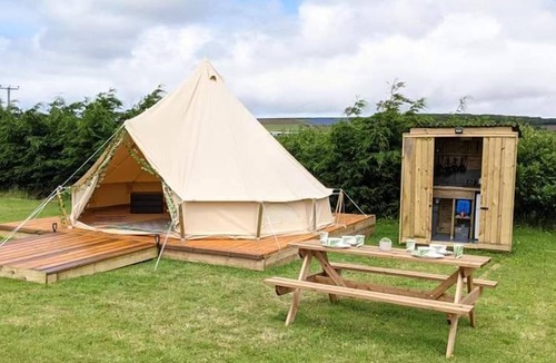 Mount Hawke RV Rental | Bell tent with separate own kitchen pet friendly