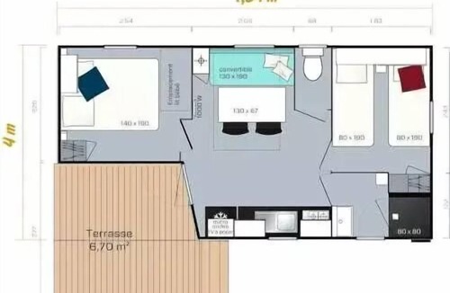 Lesperon House | Bifolia Camping Lou Payou * - MH 4/6p Loggia compact 6 people