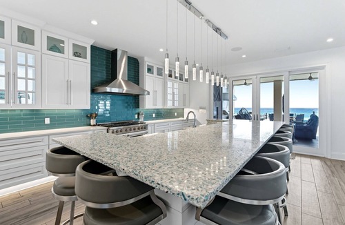 Crystal Beach House | Big House by the Sea - Beach Front Home with Large Private Pool, Theater & Bar