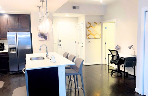 North Buckhead Apartment | Blue Luxe | Balcony View | Pool | Modern Amenities