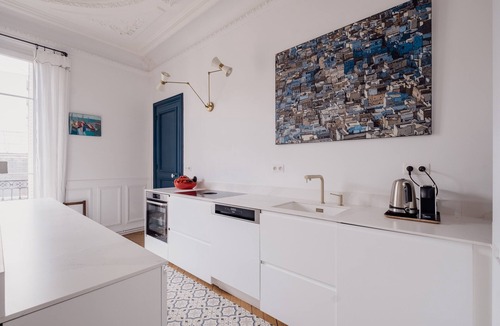 Parchamp–Albert Kahn Apartment | Blue & White Brilliance, by Veeve
