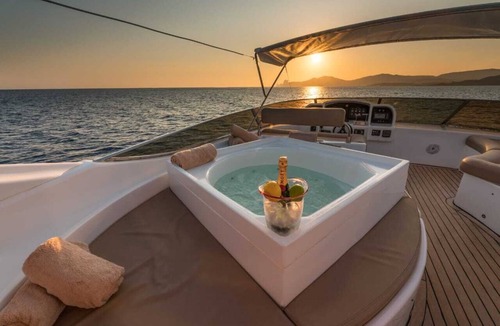 Sant Adria de Besos Boat Rental | Boat with Private Whirlpool, Private Terraces & Wi-Fi