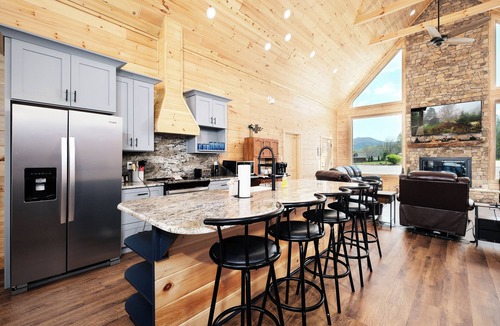 Sevierville Cabin | Brand new gorgeous 5BR cabin with mtn views, game room, hot tub, movie theater!