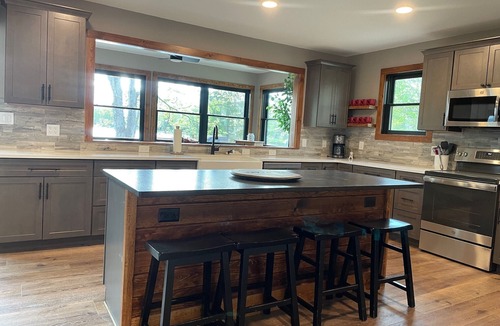 Penn Lake Park House | Brand New Lakefront Cabin w/Firepit and Boats