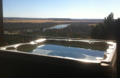 Rio Vista House | Brazos River View Large Covered Private Deck with Hot Tub and Fire Pit