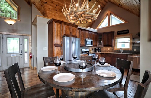 Chalet Village North Cabin | BREATHTAKING Cabin! 4 Decks! UNREAL Views! Game Room! Covered Decks! 5 Fireplace