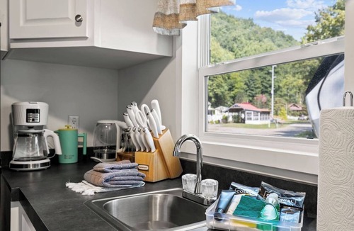 Sylva House | Breezy, Riverfront Tiny Home, King Bed, and Deck