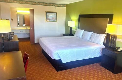Whitesboro Hotel | Budget King Bed Room Near Paige Davidson Studio and the Frank Buck Zoo
