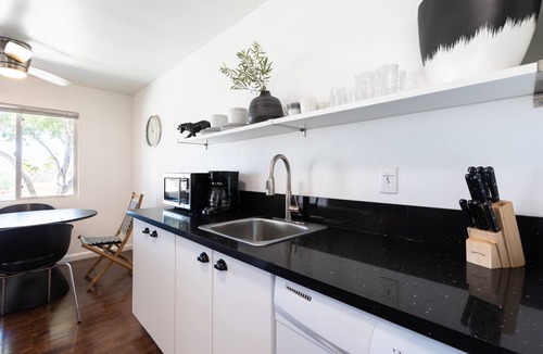 Desert Hot Springs Apartment | C3- Modern Black & White Interior w/a Warm Boho Edge