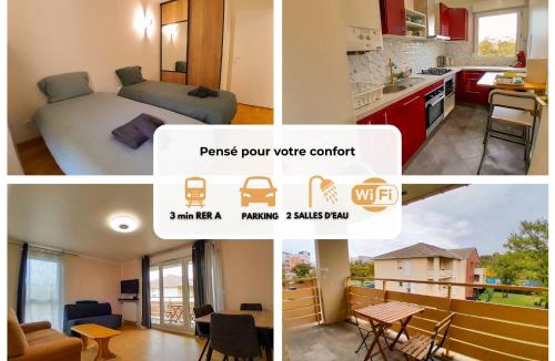 Acheres Apartment | Calme & spacieux, RER A 3 min, Parking, 2 salles d'eau