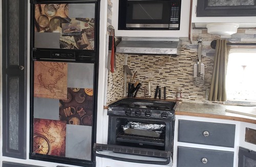 Eastside Promise Neighborhood RV Rental | Camper located inside Texas Renasaince Faire. Set up and ready to enjoy