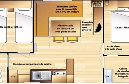 Les Ollieres-sur-Eyrieux House | Camping Le Mas De Champel **** - Mobile Home Standard 3 rooms 5 people