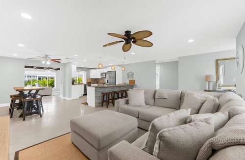 Siesta Key Village House | Canal home short walk to Beach & Village, Heated Pool-Jacuzzi, Private courtyard