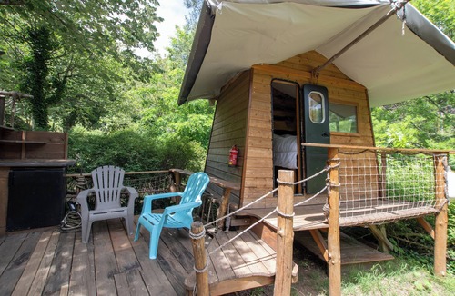 Malbosc RV Rental | Caravan 'La Pêcherie' with Private Terrace