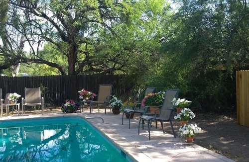 Tanque Verde Cabin | CASITA ON 10.5 ACRE GUEST RANCH! Sleeps 4! Pool! Full kitchen, BBQ, firepit!