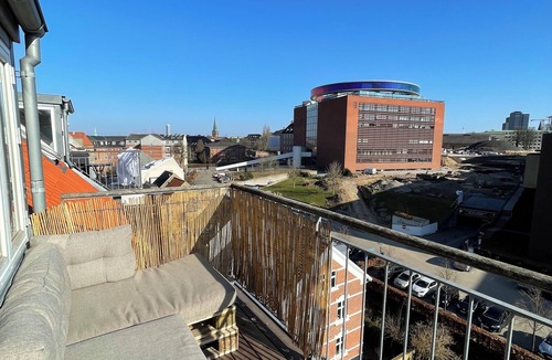 Indre by Condo | Central rooftop apartment by ARoS with big balcony and skyline view