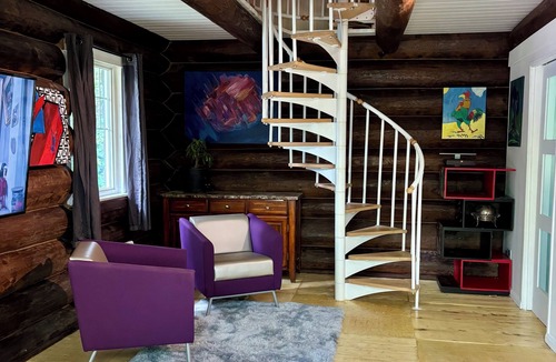 Lac-Simon Ski Chalet | Chalet bois rond rustique avec commodités moderne