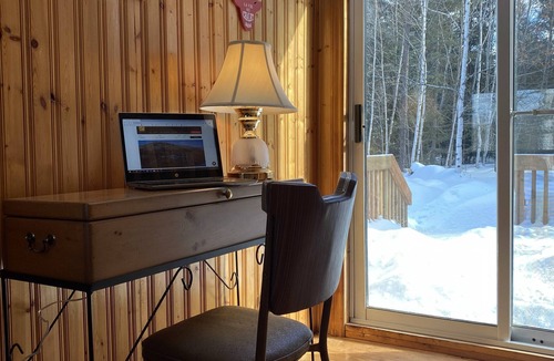 Mandeville Ski Chalet | Chalet l'Oasis with private lakeside beach and in-ground spa