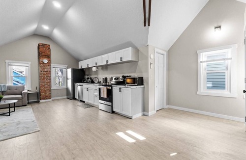 West Central Apartment | Character-Filled Downtown Apartment | Brick & Wood Details