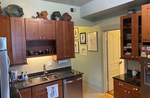 Logan Square Apartment | Charming art filled Chicago 3 bedroom in popular Logan Square. Lovely yard.