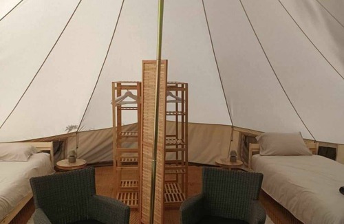 Crespin Cabin | Charming Glamping tent in quiet place, with swimming pool, bathroom and kitchen