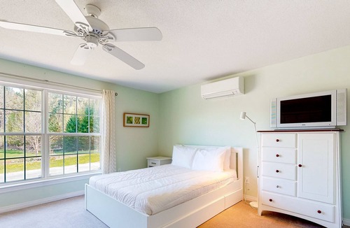 Lisbon House | Charming Landaff home with a deck, firepit, fireplace, partial AC, and W/D