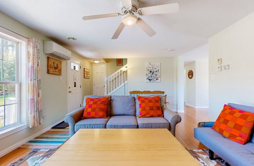 Lisbon House | Charming Landaff home with a deck, firepit, fireplace, partial AC, and W/D